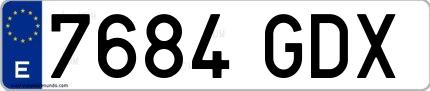 Ejemplo de matrícula española 7684 GDX
