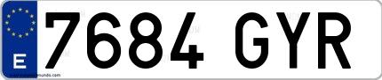 Ejemplo de matrícula española 7684 GYR