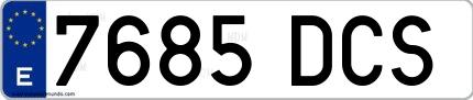 Ejemplo de matrícula española 7685 DCS