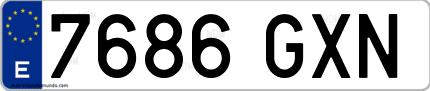 Ejemplo de matrícula de coche ordinaria 7686 GXN