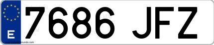 Ejemplo de matrícula española 7686 JFZ