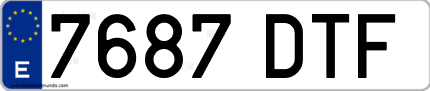 Ejemplo de matrícula de coche ordinaria 7687 DTF