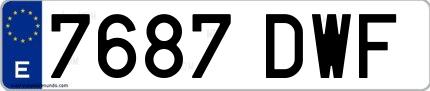 Ejemplo de matrícula española 7687 DWF