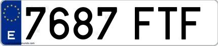 Ejemplo de matrícula española 7687 FTF