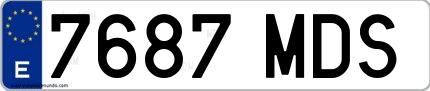 Ejemplo de matrícula española 7687 MDS