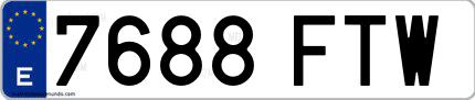 Ejemplo de matrícula española 7688 FTW