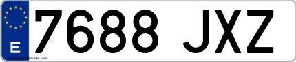 Ejemplo de matrícula española 7688 JXZ