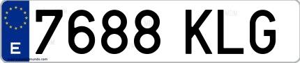 Ejemplo de matrícula española 7688 KLG