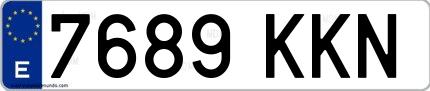 Ejemplo de matrícula española 7689 KKN