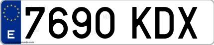 Ejemplo de matrícula española 7690 KDX