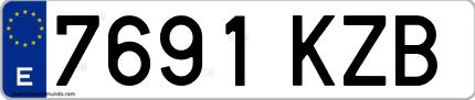 Ejemplo de matrícula de coche ordinaria 7691 KZB