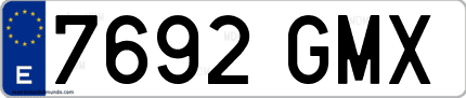 Ejemplo de matrícula de coche ordinaria 7692 GMX