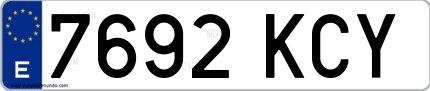 Ejemplo de matrícula española 7692 KCY