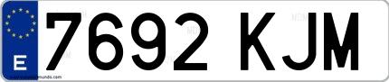 Ejemplo de matrícula española 7692 KJM