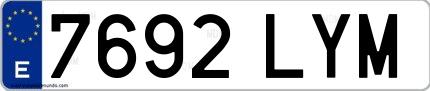 Ejemplo de matrícula española 7692 LYM