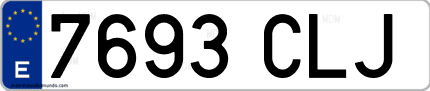 Ejemplo de matrícula de coche ordinaria 7693 CLJ