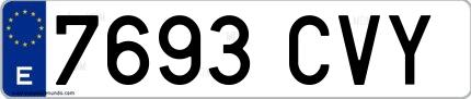 Ejemplo de matrícula española 7693 CVY
