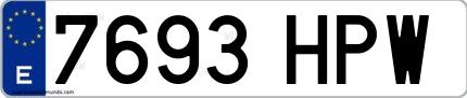 Ejemplo de matrícula española 7693 HPW