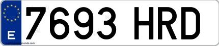 Ejemplo de matrícula española 7693 HRD
