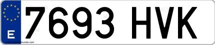 Ejemplo de matrícula española 7693 HVK