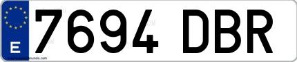 Ejemplo de matrícula española 7694 DBR