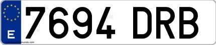 Ejemplo de matrícula española 7694 DRB
