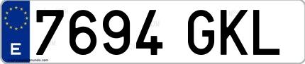 Ejemplo de matrícula española 7694 GKL