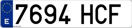 Ejemplo de matrícula española 7694 HCF