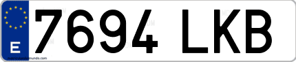 Ejemplo de matrícula de coche ordinaria 7694 LKB