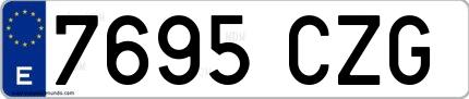 Ejemplo de matrícula española 7695 CZG