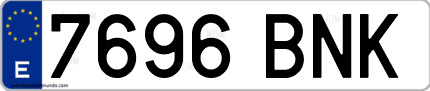 Ejemplo de matrícula de coche ordinaria 7696 BNK
