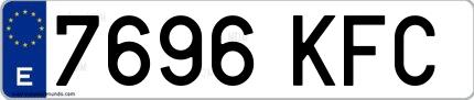 Ejemplo de matrícula española 7696 KFC