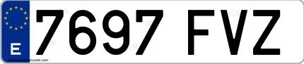 Ejemplo de matrícula española 7697 FVZ
