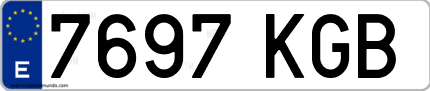 Ejemplo de matrícula de coche ordinaria 7697 KGB