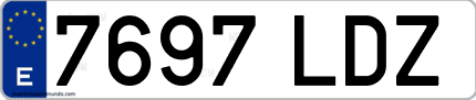 Ejemplo de matrícula de coche ordinaria 7697 LDZ
