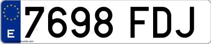 Ejemplo de matrícula española 7698 FDJ