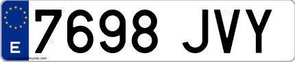 Ejemplo de matrícula de coche ordinaria 7698 JVY