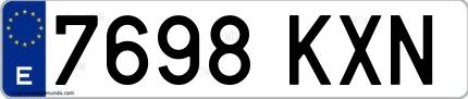 Ejemplo de matrícula española 7698 KXN