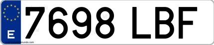Ejemplo de matrícula española 7698 LBF