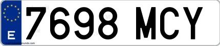Ejemplo de matrícula española 7698 MCY