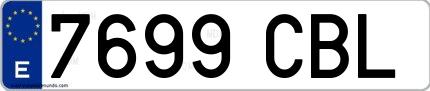 Ejemplo de matrícula española 7699 CBL