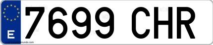 Ejemplo de matrícula española 7699 CHR