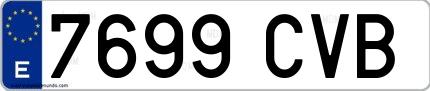 Ejemplo de matrícula española 7699 CVB