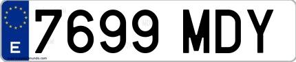 Ejemplo de matrícula española 7699 MDY