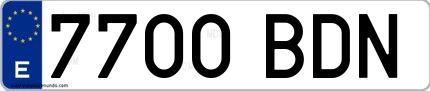 Ejemplo de matrícula española 7700 BDN