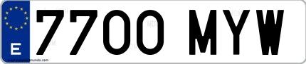 Ejemplo de matrícula española 7700 MYW