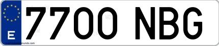 Ejemplo de matrícula española 7700 NBG