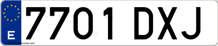Ejemplo de matrícula de coche ordinaria 7701 DXJ