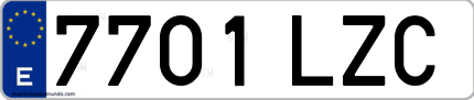 Ejemplo de matrícula de coche ordinaria 7701 LZC