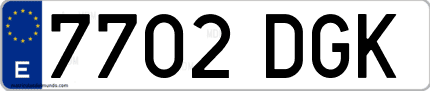 Ejemplo de matrícula de coche ordinaria 7702 DGK
